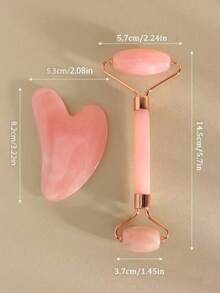 2/3pcs/Set Facial Beauty Gua Sha Massage Ice Mask Tool, Roller Massage Body Scraping Board Pink Tool Massage Tool Set, Body Clearing Facial Beauty Lifting Massage And Face Roller Gua Sha Set - Pink - View 3