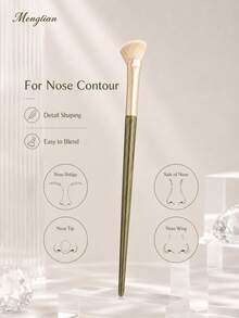 1PC Nose Contour Brush, Half Fan Nose Shadow Brush With Soft Fiber Bristles, Precise Detail Makeup Brush For Nose Shading, Highlight & Blending - White - View 1
