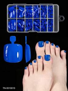 120pcs Press On Toenails Women Fake Toe Nails, White Fake Toenails Press On Nails Short Square Acrylic Toe Nail Tips - Multicolor - View 8