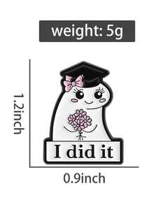 QIHOO 1 Set Gift Box Ghost Graduation Brooch I Did It Graduation Enamel Pin Graduation Party Gift For Her - Multicolor - View 10