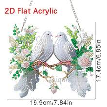 2D Flat/Flying Bird Design - Two White Doves On A Branch/Diamond Painting Hanging Ornament, Animal Theme, Includes Shiny Asymmetrical Artificial Rhinestones, Glitter Crystals And Hanging Chain, Suitable For Living Room, Study And Bedroom Windowsill Wall Decor, Handmade Exquisite Gift, Hanging Decorative Craft - A - View 3