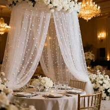 1pc White Pearl Tulle Fabric, Suitable For Table Runner, Ceremony Backdrop, Home Decor, Room Decoration, Birthday Party Decoration And Valentine's Day Ceremony Arrangement, Creating A Romantic Atmosphere. - White Pearl 75*100cm - View 7
