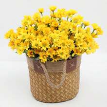 1/4pcs Artificial Daisy Flowers, Outdoor Decor, Autumn Decoration, Yellow Fake Daisy Flowers, Realistic Fake Chrysanthemums, Suitable For Porch, Garden, Yard, Home Decor, 13 Inches - Yellow - View 1