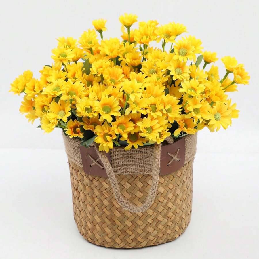 1/4pcs Artificial Daisy Flowers, Outdoor Decor, Autumn Decoration, Yellow Fake Daisy Flowers, Realistic Fake Chrysanthemums, Suitable For Porch, Garden, Yard, Home Decor, 13 Inches - Yellow - View 1