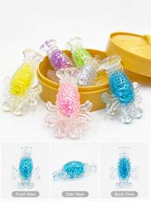 Juguete antiestrés de gelatina transparente y brillante con forma de cangrejo/langosta, estilo marisco, con estuche de vaporera tejida a juego, adorno de mesa con temática marina caprichosa, regalo atento para fiestas y vuelta al cole para coleccionistas de juguetes squishy. - Multicolor - Ver 4