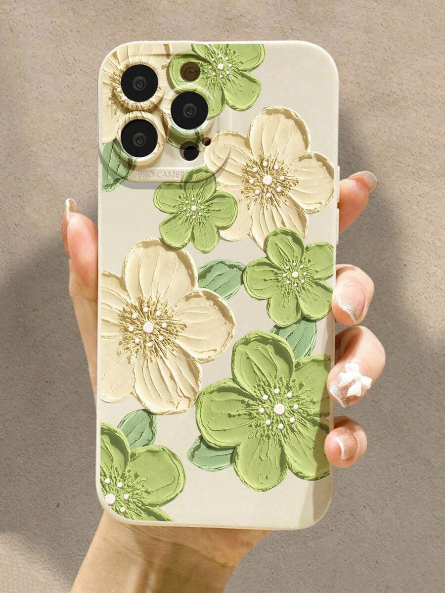 Floral Painted Beige Minimalist Fashion Creative Shockproof Phone Case, Compatible With Ip 17/Ip 17pro/Ip 17promax/ IP16/11/16pro/16plus/16promax/16e/15Promax/13/14/12/XS/XR/7G/8P, Compatible With Samsung Galaxy S26/S26PLUS/S26 UltraS25/S25PLUS/S25 Ultra/A16/A36/A26/A56/A50/A12/A32/A52/A72/A51/A21S/A13/A14/S24/S24PLUS/S24Ultra/S20/S23/S22/A53/S20FE/S21/, Shockproof Phone Protective Case - Multicolor - View 1