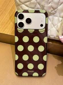 Fashion Minimalist Full Screen Polka Dot Colorblock Phone Case Compatible With IPhone 17 Pro Max 17 Pro 16 Pro Max 15 Pro Max 13 Pro Max 14 Plus 17 Air 12 Pro Max 11 Candy Color Dopamine Soft Back Cover ﻿ - Green Polka Dots - View 1