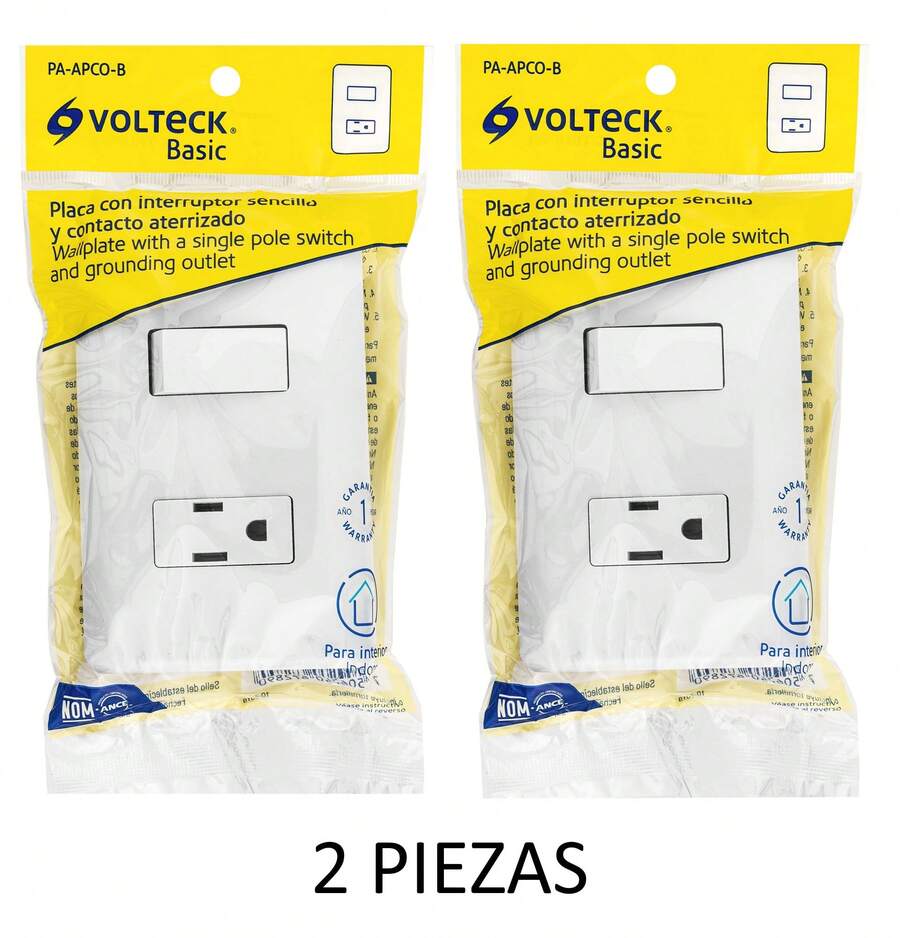 TRUPER KIT 2 PCS - Wall Plate With Single Outlet And Single Switch, Volteck Basic - White - View 1