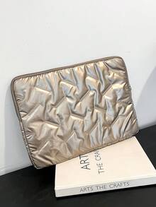Bolsa de almacenamiento para portátil y tableta de unicolor con diseño floral minimalista de lujo, funda para computadora, múltiples tamaños - Dorado - Ver 6