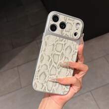 1pc Leopard Print Gold PU Leather Pattern Classic Anti-Drop Soft Phone Case Compatible With Apple 17Pro/17/Air/17Promax/11/12/13/14/12 Pro Max/16 Pro/15 Series Lens Protection, Holiday Gift, Series Phone Case - Multicolor - View 5
