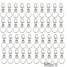 20/40/60/100 piezas Anillos para llaveros con llaveros, clips para portallaves con anillos, para manualidades de joyería con cordón (10/20/30/50 piezas Ganchos de langosta de metal + 10/20/30/50 piezas Anillos partidos para llaves) - Plateado - Ver 10