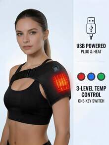 AXH. Electric Heated Shoulder Massager Wrap, Warm Shoulder Support - Black - View 8