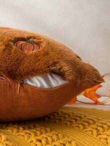 Homemorelove 1/2pcs PV Velvet Small Pumpkin Embroidered Pillow Case, Autumn Decor, Thanksgiving, Halloween Atmosphere Home Decoration Cushion, Suitable For Living Room, Bedroom, Sofa, Pillow Insert Not Included - Deep-burn Rabbit Fur Deep-burn - View 3