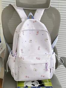 Cute Cat Print Backpack For Women, Large Capacity Student School Bag. Can Hold Textbooks, Insulated Cup, Folding Umbrella, Power Bank, Cosmetics. Suitable For Daily Classes, Library Study, Daily Commute, Moms Out With Kids, One Bag For All Occasions! No Accessories Included. - Multicolor - View 12