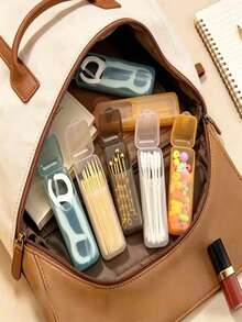 5-In-1 Travel Floss & Toothpick Holder, Leak-Proof Transparent Lid Portable Oral Care Storage Box, Suitable For Home, Travel, Office, Outdoor, Exquisite Christmas Gift For Women,Bedroom Room Decor,Back To School - Multicolor - View 8