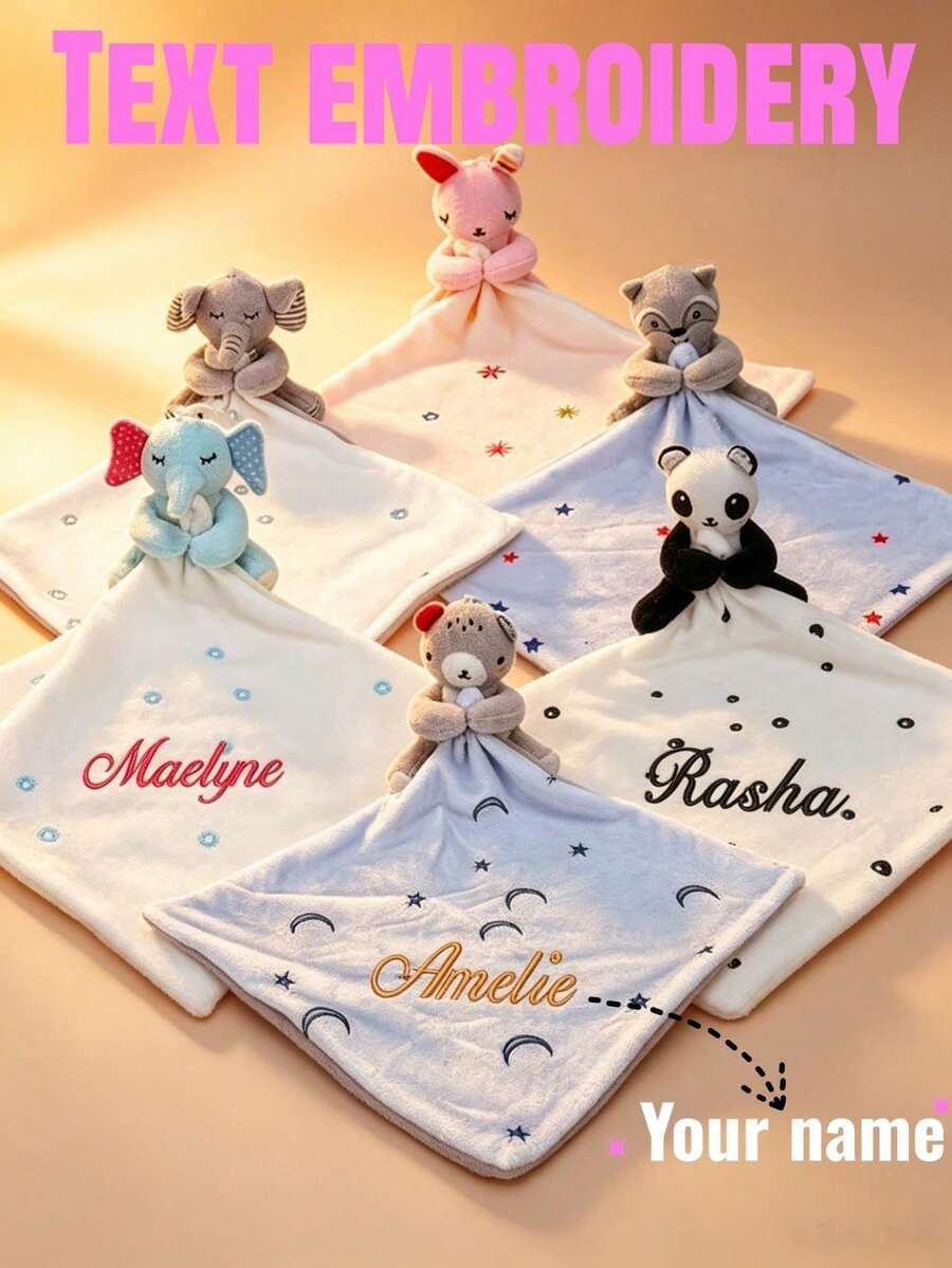 1pc Customized Embroidered Name Animal Fabric Ornament, 5 Cute Animal Designs To Choose From, Soft Skin-Friendly Fabric, Can Embroider Exclusive Name And Year, Create A Unique Handmade Gift. Suitable For New Moms, Expectant Mothers, Baptism, Birthday, Christmas, Halloween Commemorative Gifts, Dorm Bed Decor, Holiday Desktop Ornament, Gift For Best Friends, Partners, Family, Children, Classmates, Heartwarming Niche Customized Souvenir - Multicolor - View 1