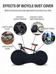 Bicycle Cover - Dust-Proof Tire Protector, Suitable For Mountain Bikes, Road Bikes And Hybrid Bikes. Black, Suitable For Indoor And Outdoor Use, Easy To Maintain And Durable. - Multicolor - View 3