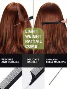 Perfect 3-Piece Hair Comb Set, Including Volumizing Comb, Tail Comb And Hairline Comb, Suitable For Combing Hairline And Nape Hair, Easily Untangling And Smoothing Hair. This Set Combines Multiple Hair Styling Tools And Accessories, Making It An Ideal Choice For Hair Salons, Beauty Parlors, Back To School Season And Travel. - A - View 8