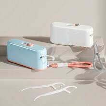 1pc/1set Automatic Pop-Up Portable Mini Toothpick Floss Dental Floss Stick Storage Box, Home Dental Floss Box. Automatic Dental Floss Box, Portable Mini Dental Floss Storage. Personal Care And Personal Cleaning Tools, Oral Care Products Storage. Convenient And Practical, Durable And Sturdy. Home & Living Products - Multicolor - View 2