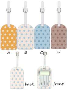 1 Set Fashionable Ins Polka Dot Pattern Painted Leather Luggage Tag, Waterproof Design, Travel Accessory Suitable For Suitcases And Cruises, With Name ID Card Anti-Loss Function, Travel Essential - Multicolor - View 1
