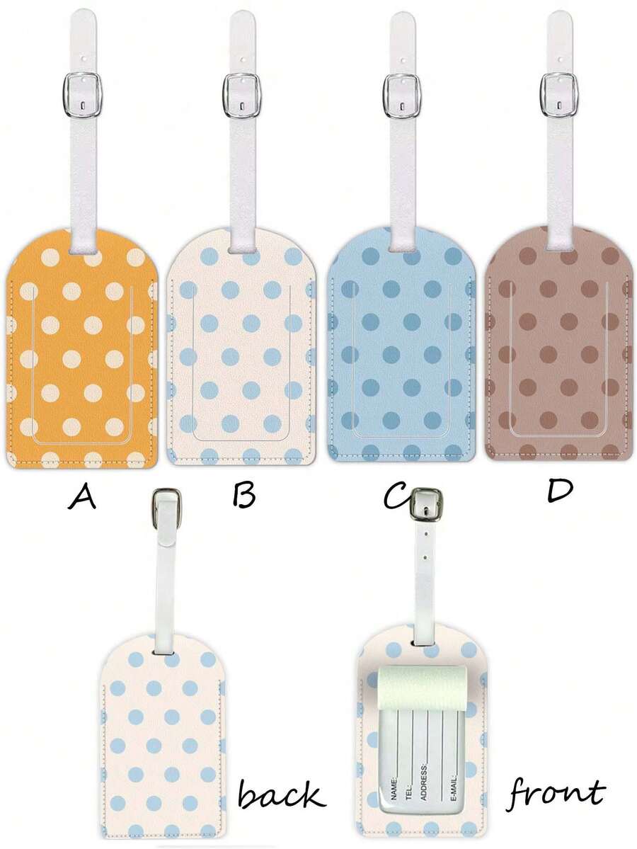 1 Set Fashionable Ins Polka Dot Pattern Painted Leather Luggage Tag, Waterproof Design, Travel Accessory Suitable For Suitcases And Cruises, With Name ID Card Anti-Loss Function, Travel Essential - Multicolor - View 1