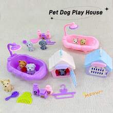 Children's Mini Pet House Role Play Toy (Random Accessory Colors) Dog/Cat/Bear Bath Interactive Role Play Toy, Birthday Gift, Christmas Gift For Boys And Girls - Multicolor - View 3
