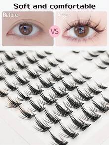 LAKIUU 140pcs Natural Curved White Moonlight Eyelashes, White Moonlight Fluffy Lashes, Natural Style Hot Melt Fluffy Lashes, Mixed Lengths, Reusable, Japanese And Korean Style - View 3