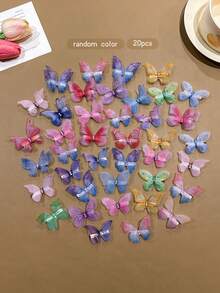 20pcs Random Color Butterfly Hair Clips, Sweet Style Hair Accessories Suitable For Daily Wear - Multicolor - View 7