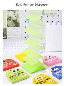 1pc Fruit Themed Pull-Out Pearlescent Sticky Notes, Transparent Color Self-Adhesive Memo Tabs, For Marking Key Knowledge And Sort, First Day Of School - Multicolor - View 4