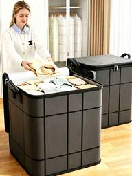 Black Thickened Large Capacity Storage Bag, Reinforced Stitching, Dustproof And Moisture-Proof, Foldable And Stackable, Suitable For Travel, Moving, Bedroom Storage, Dorm Essentials, College Storage Box, Blanket Storage, Closet Storage, Laundry Bag,Bedroom Room Decor,Back To School