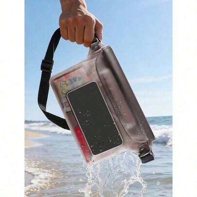 1pc Waterproof Waist Bag, Phone Pouch, Passport And Wallet Waterproof Bag, Suitable For Beach, Boating, Sports, Floating, Waterproof Swimming Bag, Sealed Floating Diving Waist Bag, Waterproof Phone Case, Dry Shoulder Bag, Beach Essential