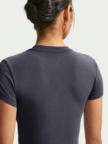 Nike Women's AS W NSW NK CHLL KNT CRP Short Sleeve T-Shirt Knit Collarless Short THF9539-014 - Grey - View 2