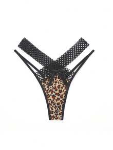 Mystèrelle 4PCS Women's Sexy Leopard Print Panties, Comfortable Hollow Out Breathable Triangle Panties, Zebra Print Thong T-Back - Multicolor - View 7