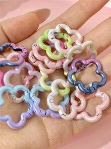 5/10pcs Random Color DIY Handmade Keychain, Small Flower Shape Design, Gradient Paint, Suitable For Handmade Bags, Doll Keychains - Gradient Color Small Flower Buckle - View 2