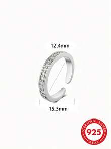 1pc S925 Sterling Silver Inlaid Row Diamond Open Ring, Fashionable Luxury Niche Exquisite Personalized Minimalist Elegant Ins Cold Style Daily Wearable Stackable Jewelry Accessory Casual Party Versatile Gift - Drilling Machine - View 11