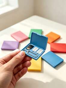 Portable SIM Card Storage Box, All-In-One SIM Card Case, Mini Storage Box, Safely Store Phone Memory Cards, Compact And Shockproof, Suitable For SIM Cards, SD Cards And Card Pins, Anti-Loss, Easy To Carry, Durable And Compact, Pocket-Sized Storage, Our Travel-Friendly Tech Essential Storage Box, Gift For Friends, Family, Classmates, Colleagues, Birthday Gift, Holiday Gift - Multicolor - View 4