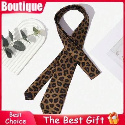 Leopard Print Tie For Women & Men | Unisex Cheetah Pattern Necktie 2.75 Inch Width | Animal Print Business, Party