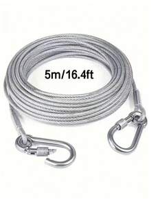 1 Set Tali Jemuran Stainless Steel Portabel untuk Mencuci Pakaian di Dalam/Luar Ruangan, Aksesori Berkemah, Kamar Mandi dan Asrama Pilihan Ideal - Tali Anjing - Serbaguna, Tali Kawat Baja Galvanis - Ketebalan 2mm - MultiWarna - View 13