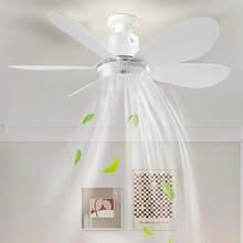 2 Piazes Ventilador de techo para con control remoto Pequeño ventilador de bombilla LED, bombillas de ventilador creativas para reemplazo, luz ambiental para el hogar, dormitorio,súper silencioso, viento fuerte, cabeza de luz E27, con función de memoria - cristal - Ver 5
