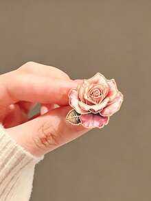 1 pieza Broche de metal con rosa vintage, que representa el amor romántico y suave, color degradado tie-dye, de alta gama y elegante, regalo perfecto para la novia y la mejor amiga en días festivos, combina con abrigos y cardigans para lucir elegante - Multicolor - Ver 5