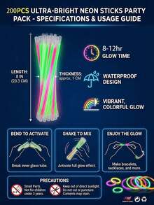 100/50/10/2pcs 8 Inch Glow Sticks, High Quality Ultra Bright Glow Sticks, Lasts 10 To 12 Hours. Suitable For Parties, Gatherings, Bars, Birthdays, Halloween Parties - View 4
