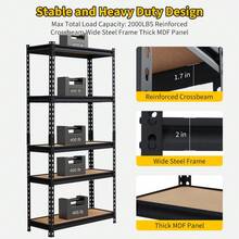 Heavy Duty 5-Tier Metal Shelving Unit – Adjustable Standing Storage Rack – 2500 Lbs Capacity – Utility Shelves For Garage, Pantry, Warehouse, Kitchen, Laundry - 黑色 - 查看 2