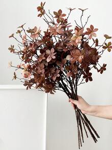1/2/3pcs Artificial Green Plant Stems And Leaves, 72cm Faux Foliage, Suitable For Wall Decor, Living Room And Bedroom Decor, Wedding, Party Decor, Tabletop Decor. Autumn And Spring Leaf Harvest, Room Decor, Home Decor, Kitchen Decor, Wedding Decor, Tabletop Decor - Brown - View 1