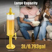 3 Liters Tower Beer Dispenser Beverage Beverage Ice Tube Tap Water Bar Party LED Lights Icicle - - Default - View 3