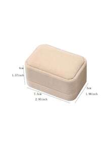 Small Flannel Jewelry Storage Box, Exquisite And Durable, Diamond Ring Gift Box, Excellent Color Display, Jewelry Organizer Box, Accessory Storage Box, Room Decor Accessory - Khaki - View 3