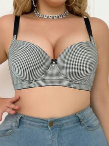 mimilemon Bra Berkawat Ukuran Plus Wanita, Kain Nyaman dan Bernapas, Mengangkat Payudara, Tali Bahu Lebar yang Dapat Diatur dan Pita Lebar yang Stabil - Hitam dan Putih - View 9