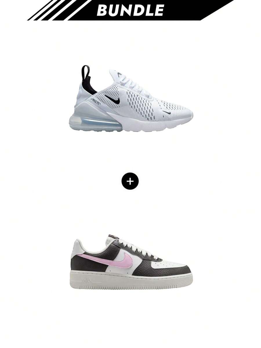 Nike [Bundle] Air Max Air Max 270 Trail Women's Running Shoes White / Black AH6789 + Air Jordan 1 Air Force 1 '07 Women's Sneakers White/Black IB7696-100 - White+White - View 1