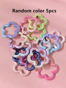 5/10pcs Random Color DIY Handmade Keychain, Small Flower Shape Design, Gradient Paint, Suitable For Handmade Bags, Doll Keychains - Gradient Color Small Flower Buckle - View 6