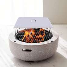 30*30" Stainless Steel Fire Pit Burner Cover With Foldable Legs, Heat Deflector Weatherproof Firepit Protector Lid With Handle For Outdoor Patio - Silver - View 2