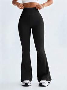 3pcs Women's Flare Leggings With Pockets, Comfortable Soft High Waist Tummy Control Butt Lifting Yoga Pants Sports Fall - Multicolor - View 5